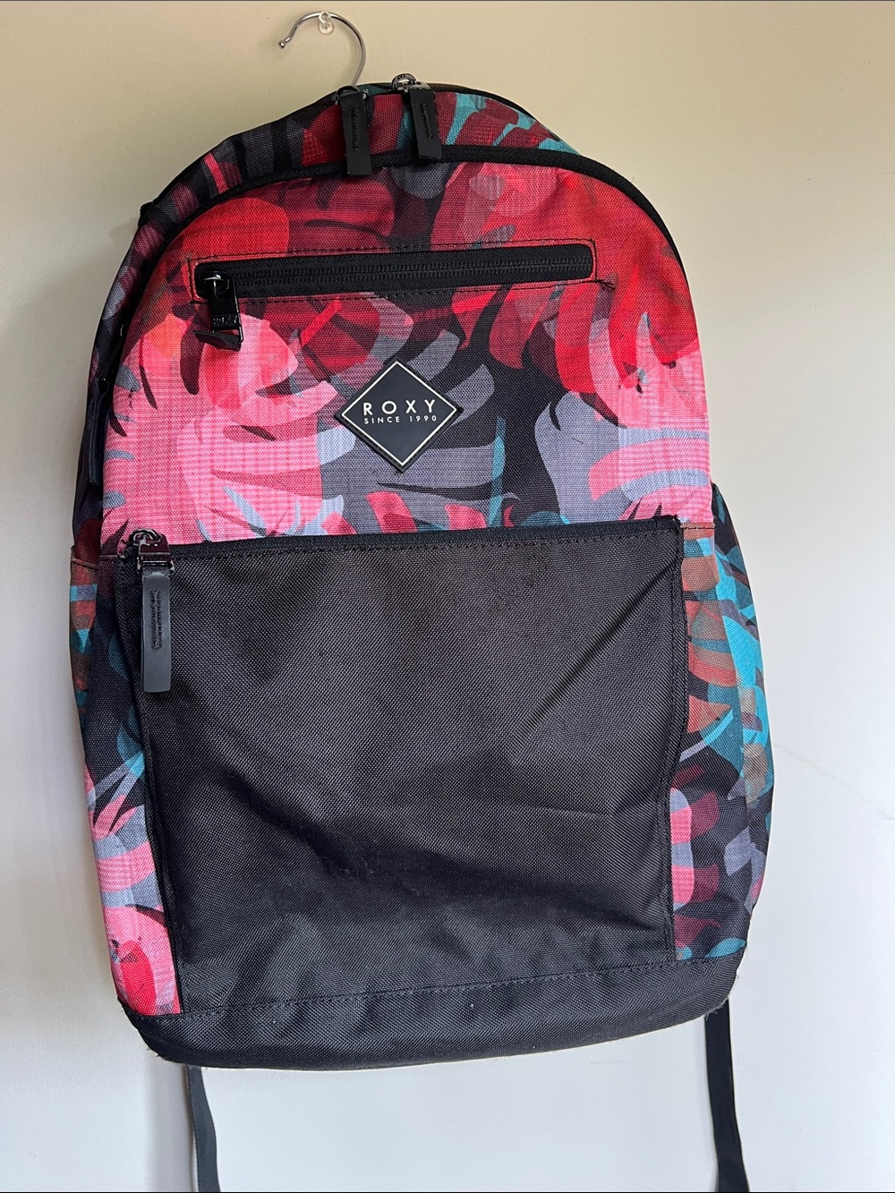 Roxy Multicolor Tropical Print Backpack with Black Front Pocket